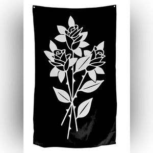 Urban Outfitters Black and White Rose Tapestry